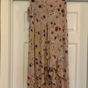 Reformation Rose Floral High-Low Wrap Skirt with Pink & Blue Flowers